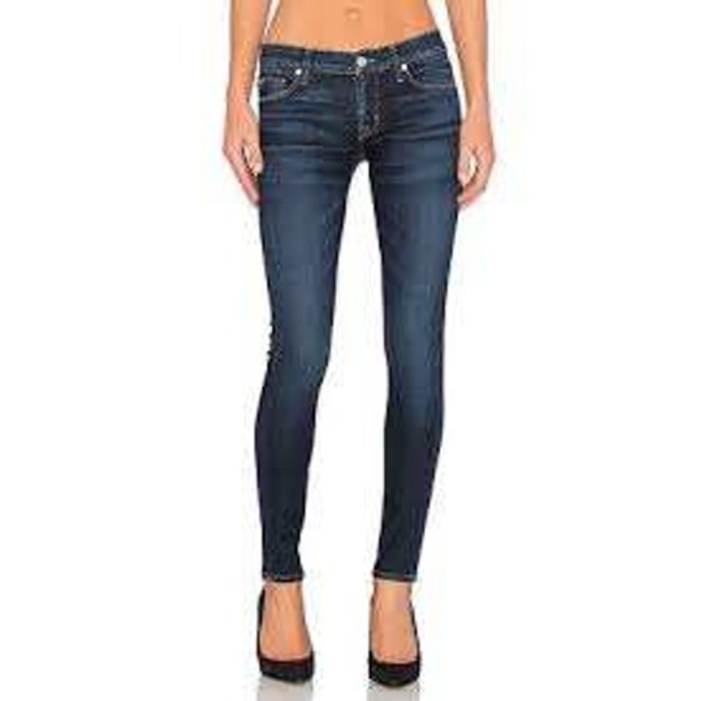 Hudson Dark Wash Skinny Mid Rise Minimalist Stretch Denim Jeans 28 Women classic